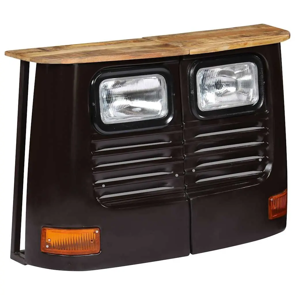 Truck Sideboard Storage Cabinet Solid Mango Wood Grey Industrial Rustic Style