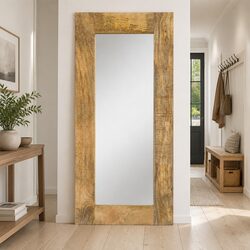 Practical Solid Mango Wood Mirror 50x110 cm for Your Home