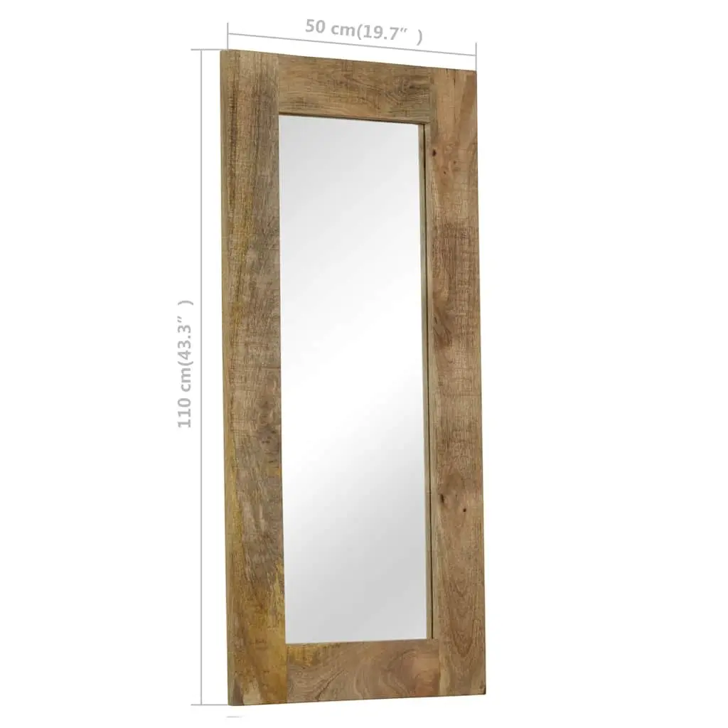 Mango Wood Frame Mirror Brown 50x110 cm Vintage Style Wall Decor for Hallway Bathroom