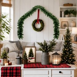 Christmas Garland Green PVC 5m Decoration Banister Fireplace Ceiling Windows