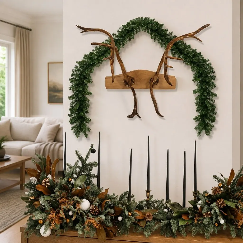 PVC Christmas Garland Green 10m for Banister Ceiling Fireplace Windows Decoration