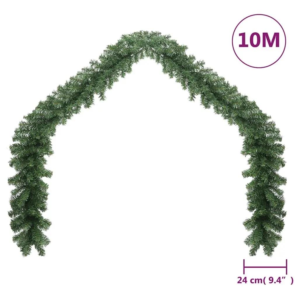 PVC Christmas Garland Green 10m for Banister Ceiling Fireplace Windows Decoration