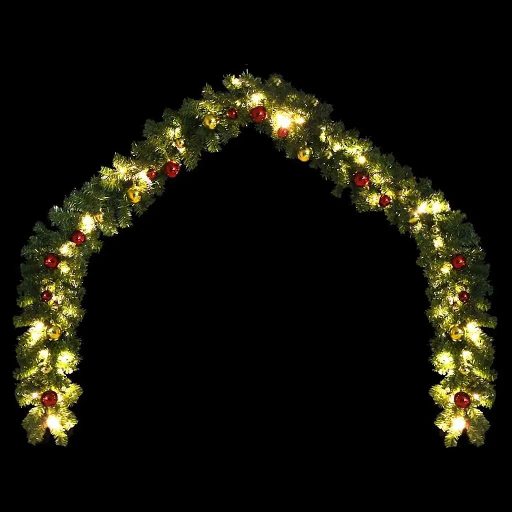 Christmas Garland 20m Green Baubles LED Lights