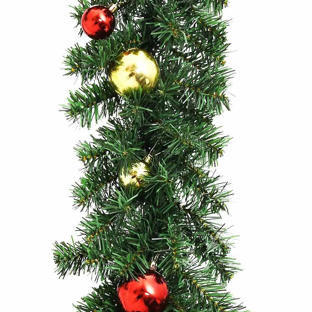 Christmas Garland 20m Green Baubles LED Lights