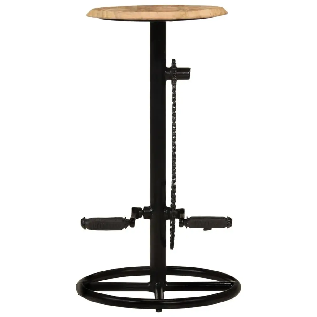 Bar Stools Set of 2 Solid Mango Wood Kitchen Dining Chair Footrest Industrial