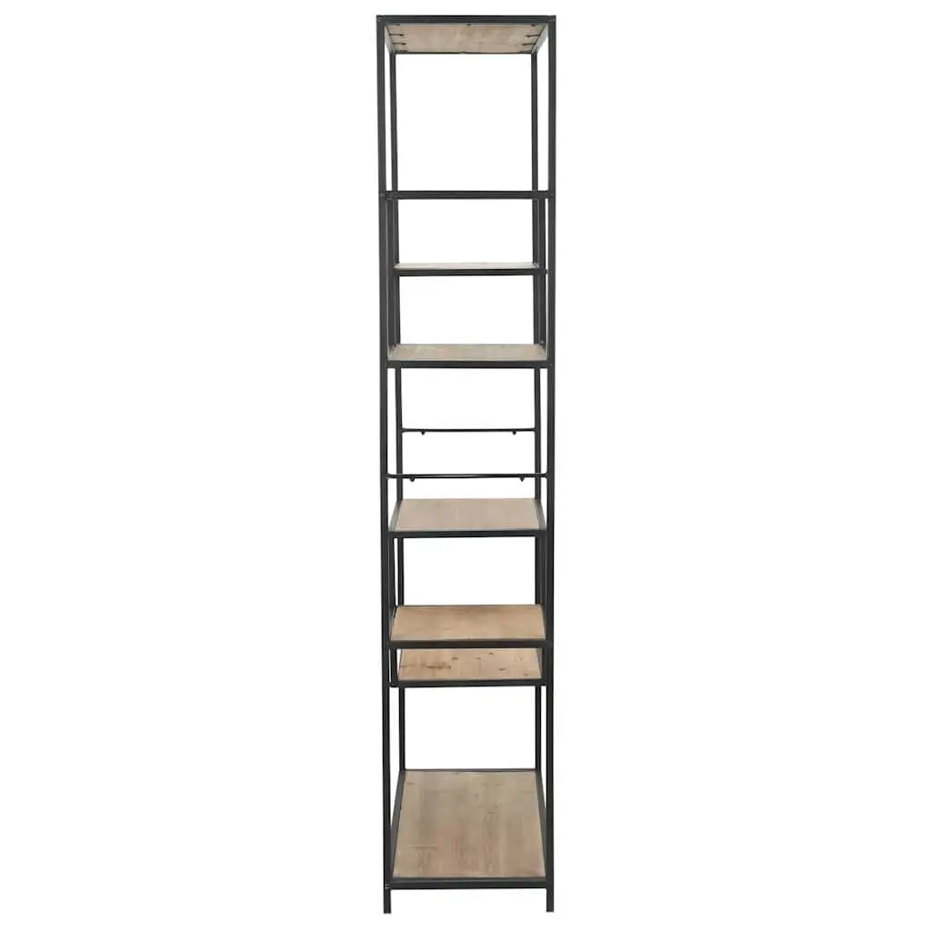 Bookcase Solid Firwood Steel Frame Industrial Storage Display 90.5cm W x 35cm D x 180cm H Black