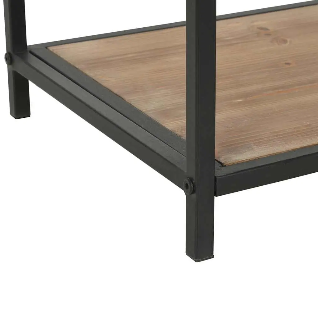 Bookcase Solid Firwood Steel Frame Industrial Storage Display 90.5cm W x 35cm D x 180cm H Black