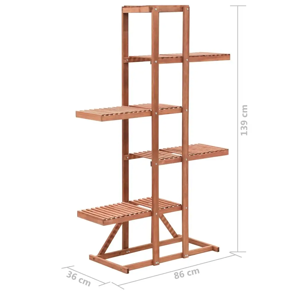 Plant Stand Cedar Wood Outdoor Garden Display Rack Free-Standing Planter Shelf Brown 86 x 36 x 139 cm