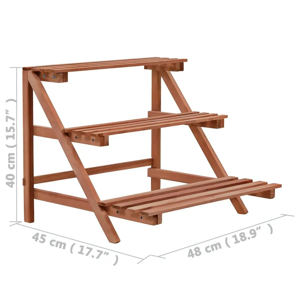 3-Tier Plant Stand Cedar Wood Display Shelf Brown 48x45x40 cm