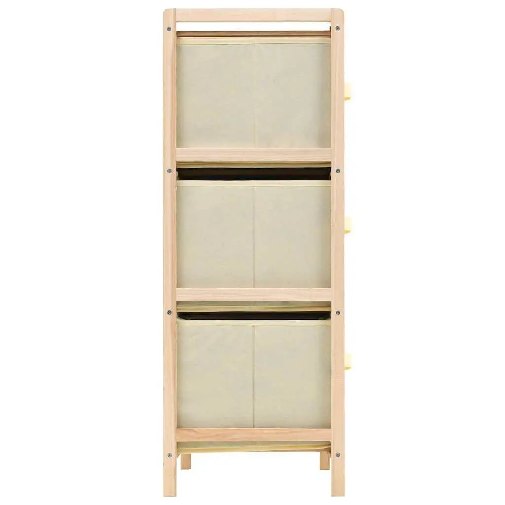 Storage Rack Home Organizer Cedar Wood Lightweight with 6 Fabric Baskets Beige