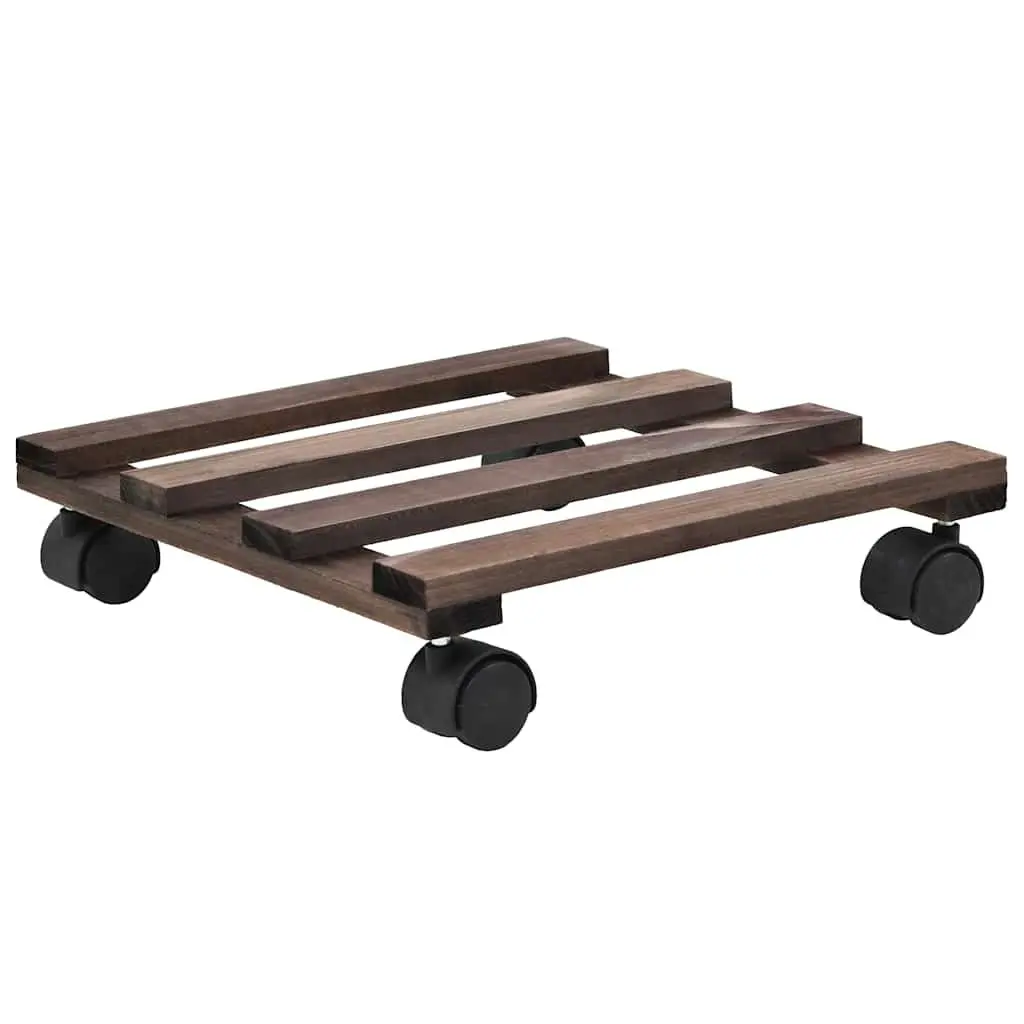 Cedar Wood Plant Rollers for Moving Potted Plants 25 x 25 cm Brown 4 Pack