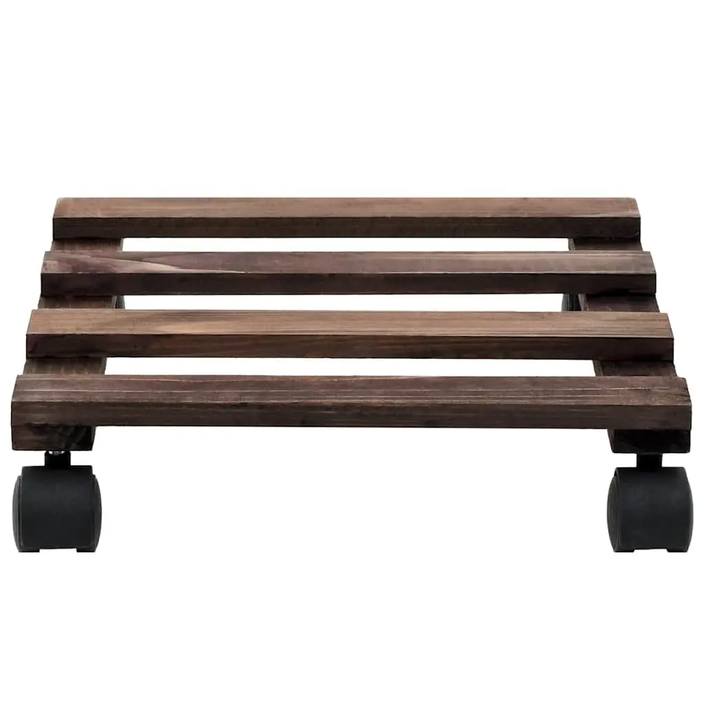 Cedar Wood Plant Rollers for Moving Potted Plants 25 x 25 cm Brown 4 Pack