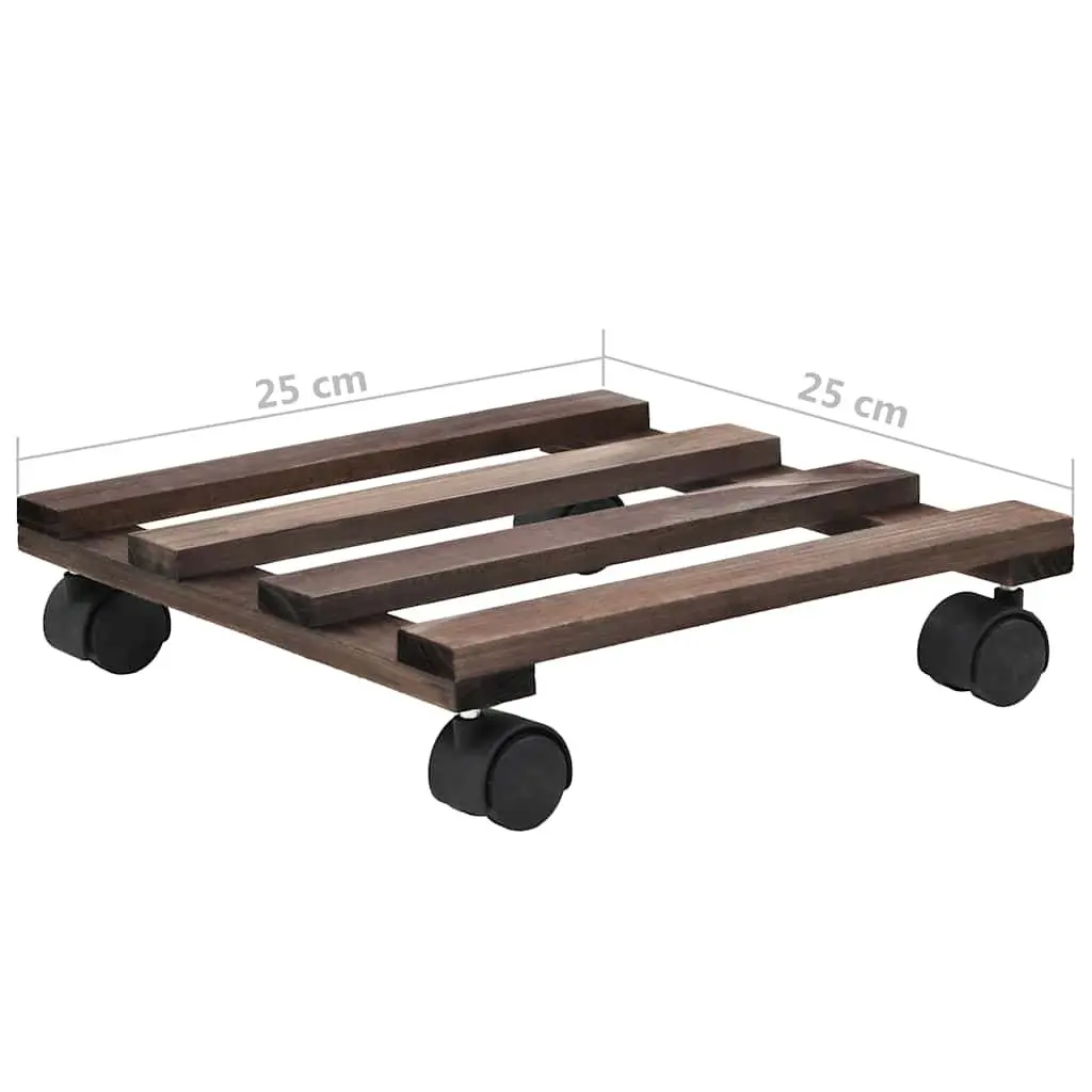 Cedar Wood Plant Rollers for Moving Potted Plants 25 x 25 cm Brown 4 Pack