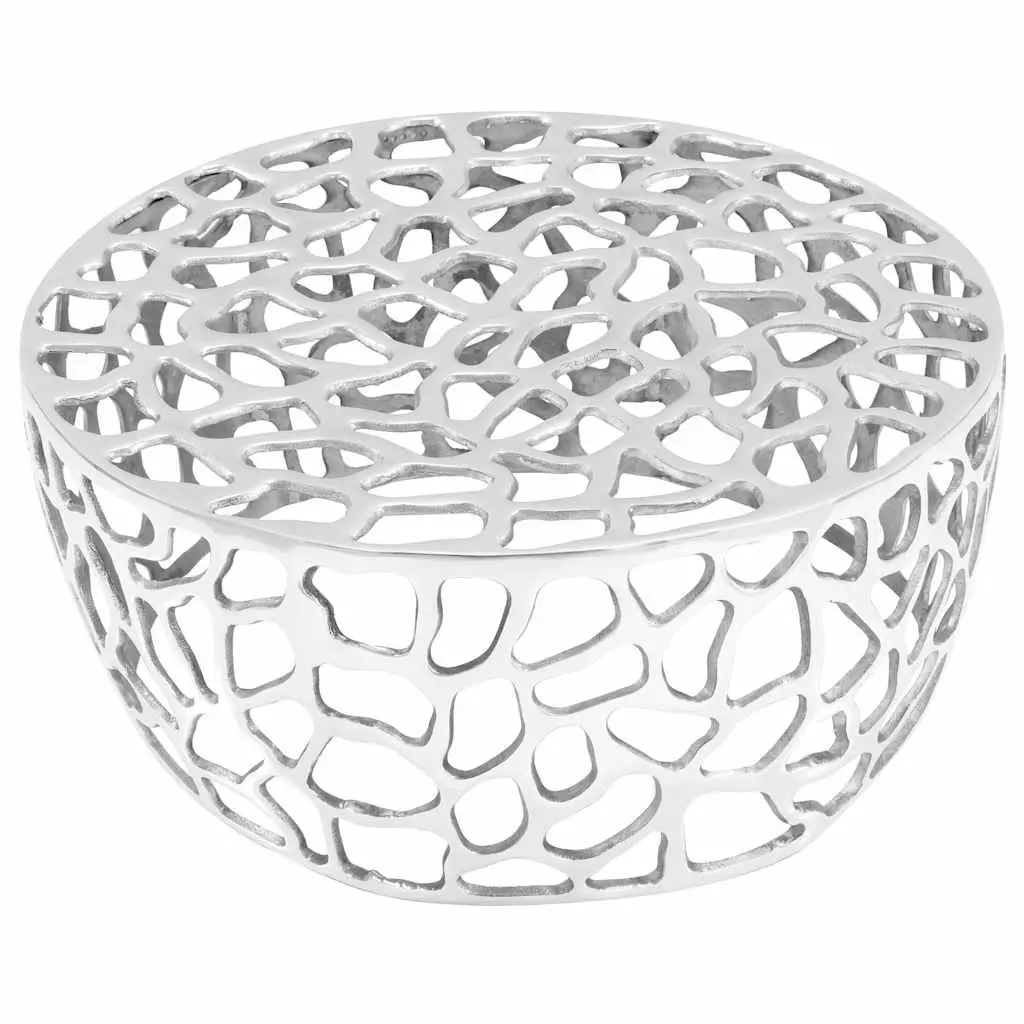 Silver Cast Aluminium Coffee Table 70x30cm Sturdy Accent End Side Couch Table Decor
