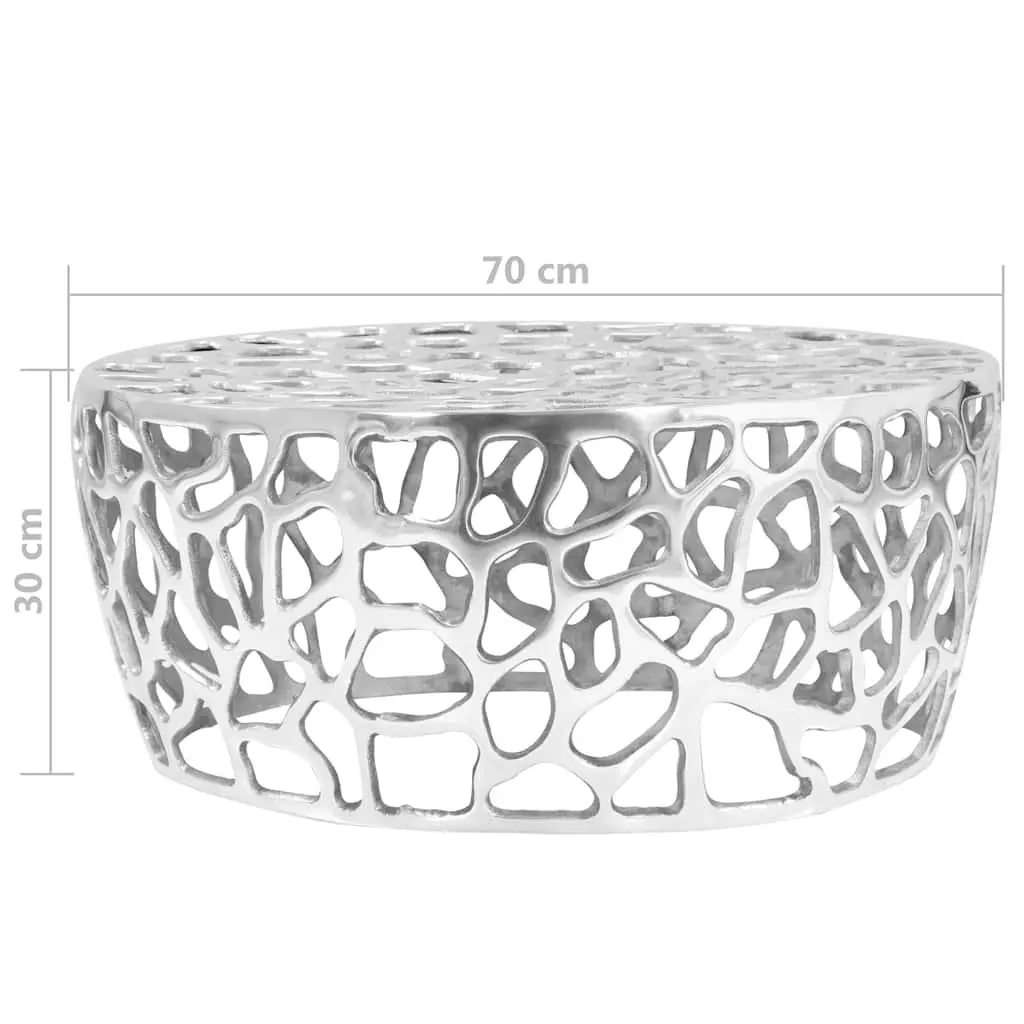 Silver Cast Aluminium Coffee Table 70x30cm Sturdy Accent End Side Couch Table Decor