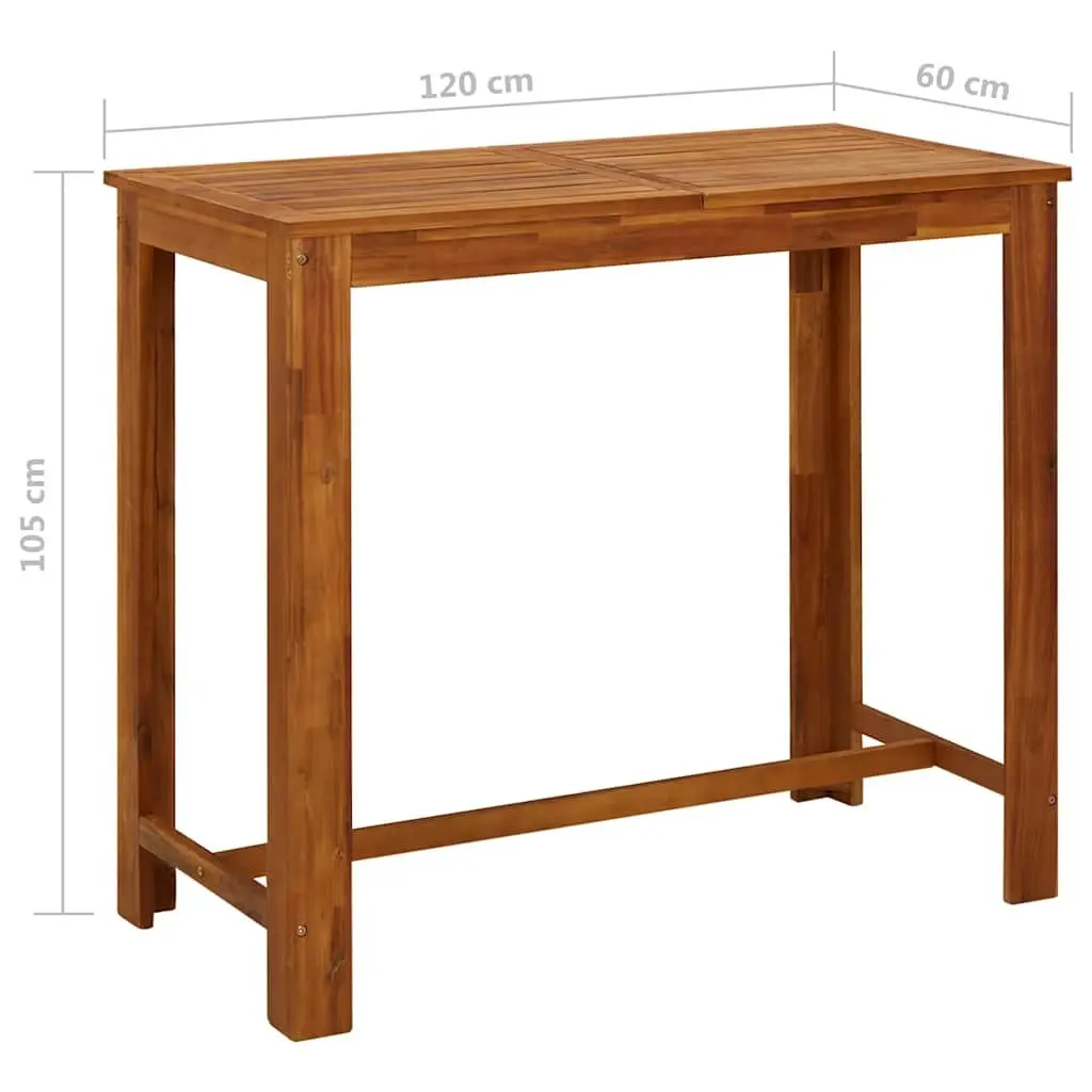 Bar Table Solid Wood Kitchen Dining Room Furniture Brown 120x60x105cm