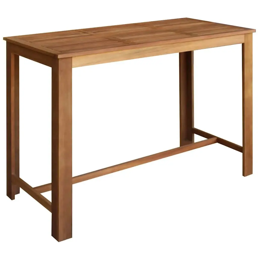 Bar Table and Stool Set Rustic Kitchen Dining 7 Pieces Solid Acacia Wood Brown