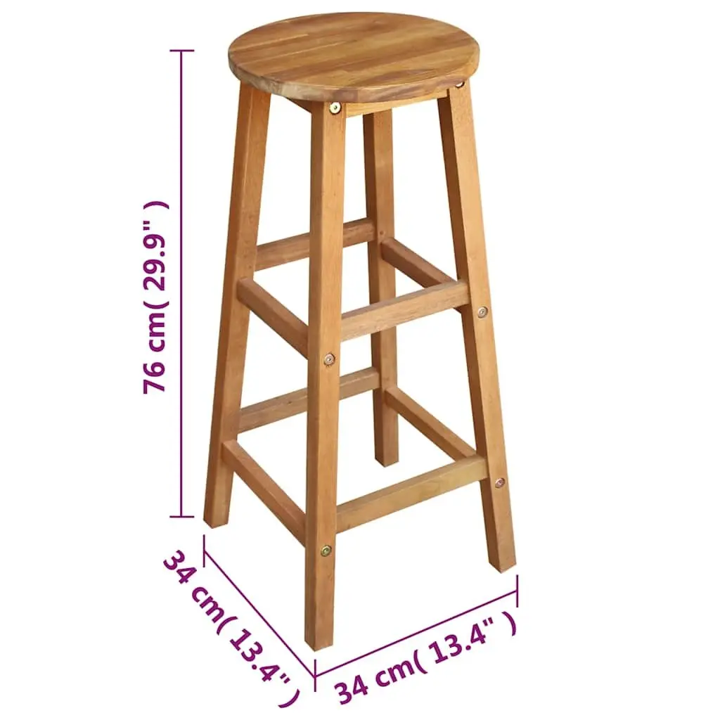 Bar Table and Stool Set Rustic Kitchen Dining 7 Pieces Solid Acacia Wood Brown