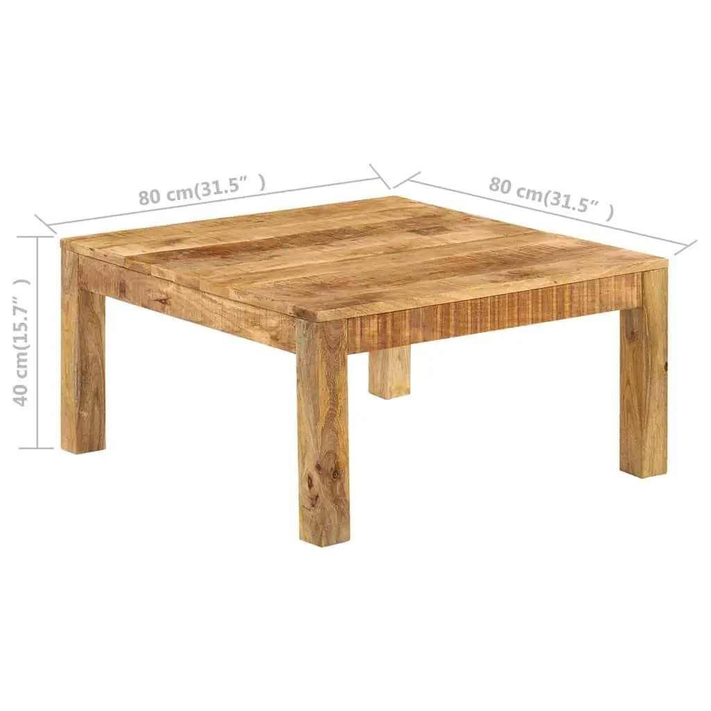 Coffee Table Farmhouse Style 80x80x40 cm Brown Solid Mango Wood