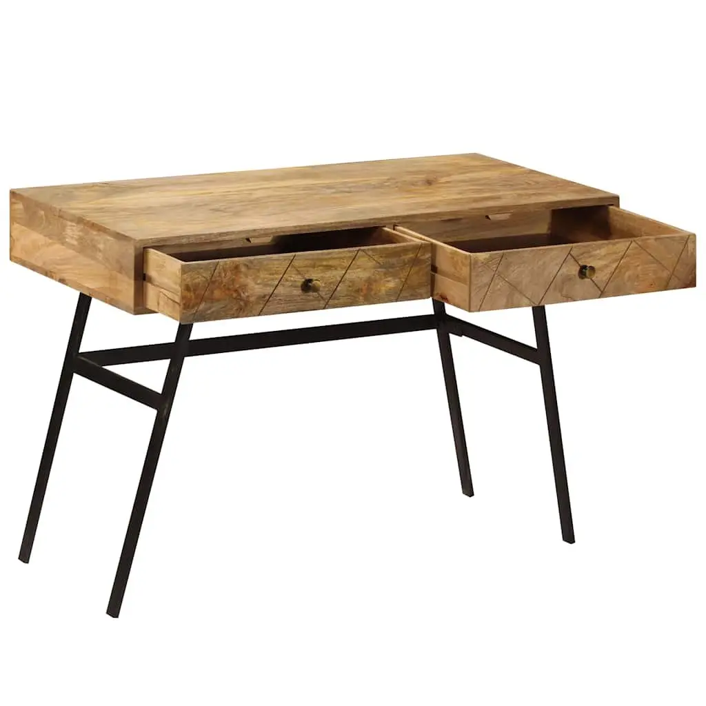 Solid Mango Wood Desk with 2 Drawers