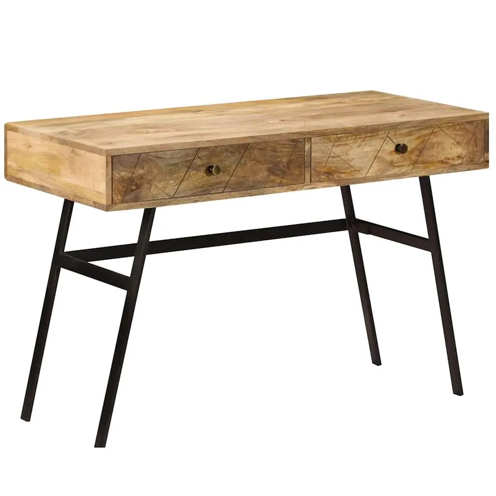 Solid Mango Wood Desk with 2 Drawers