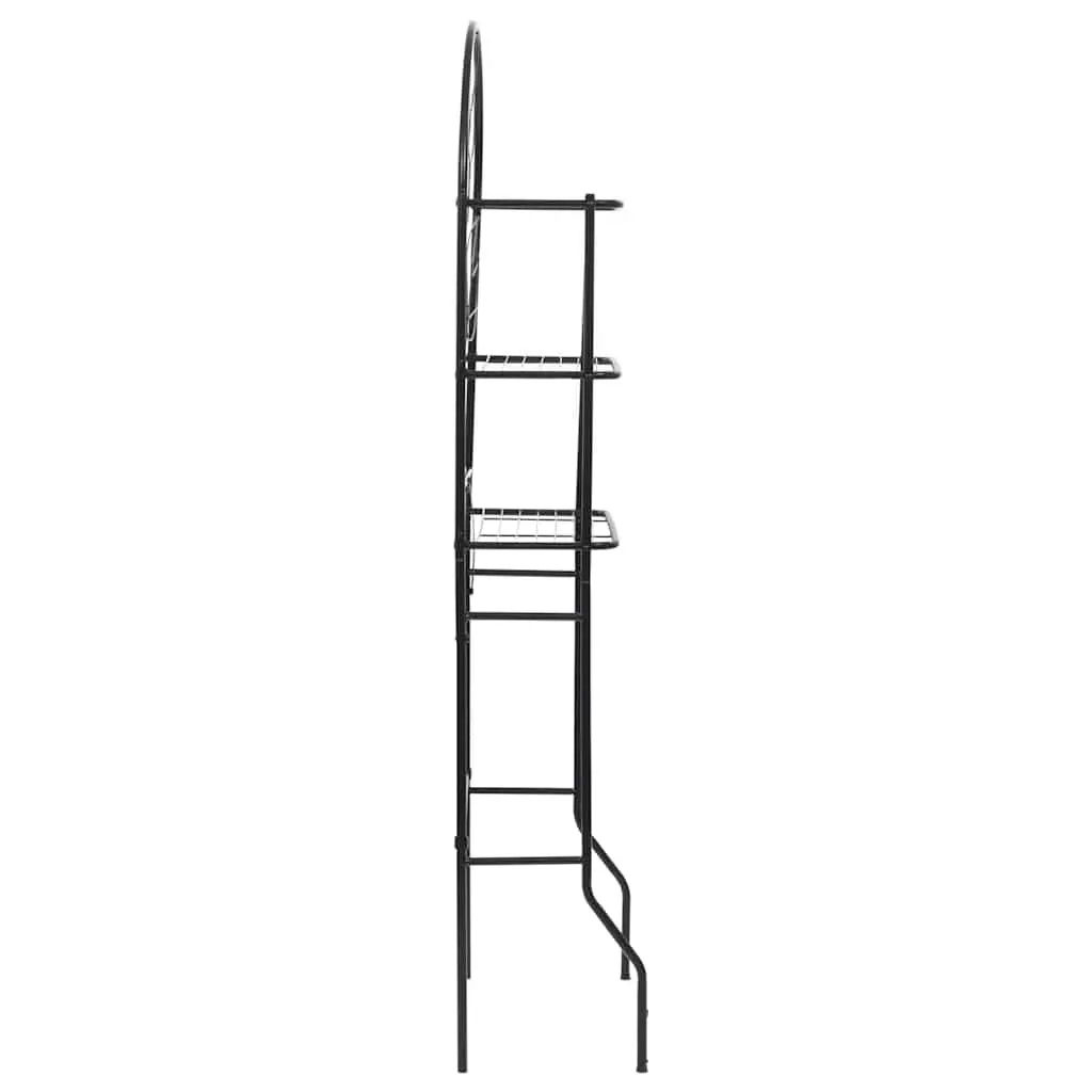 Toilet Rack Storage Organizer Steel Frame Black 60x33x174cm