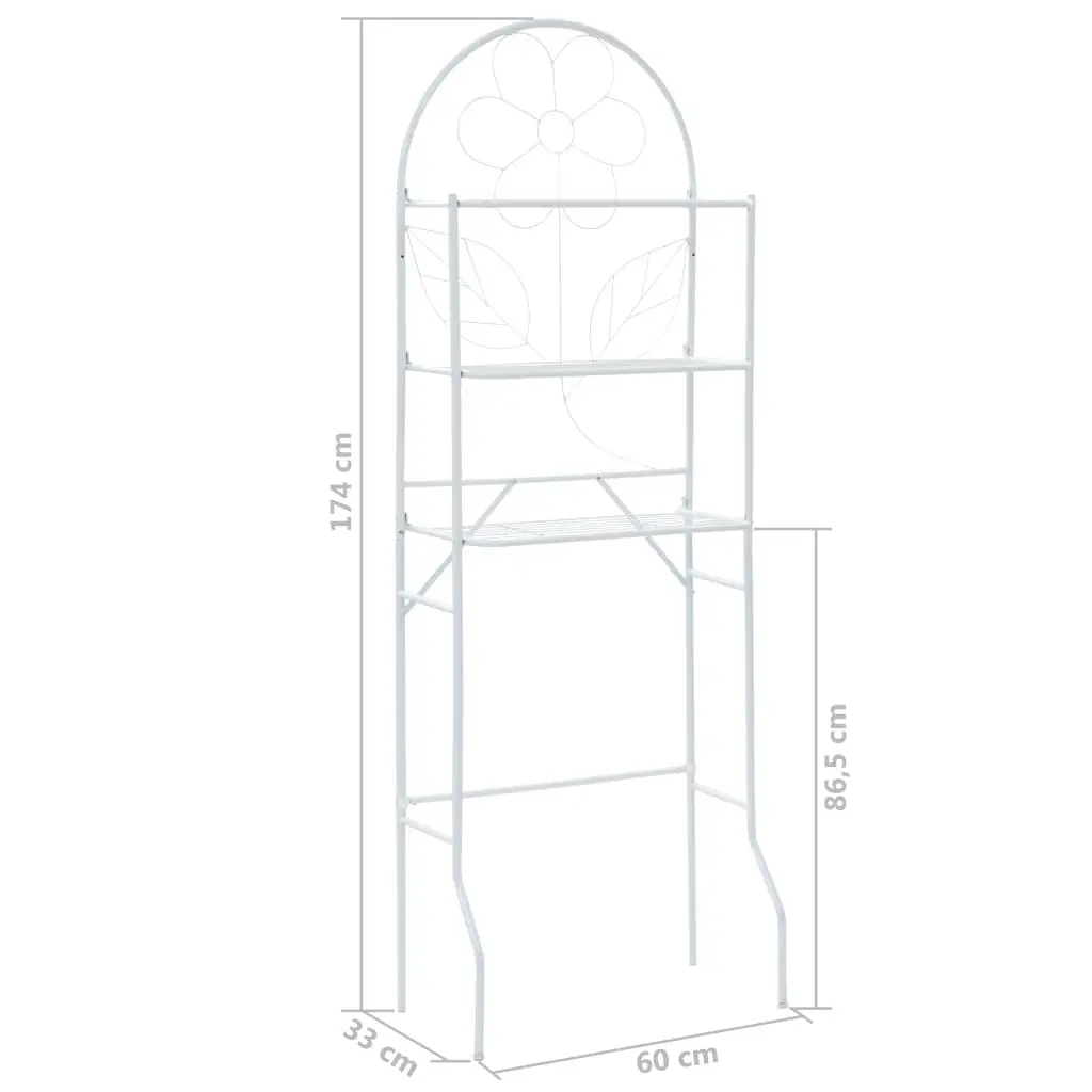 Toilet Rack Bathroom Storage Organizer Over Tank Stand White 60 x 33 x 174 cm