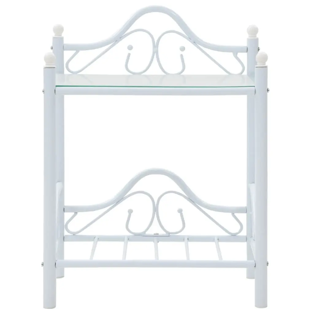 2 pcs White Nightstand Set with Glass
