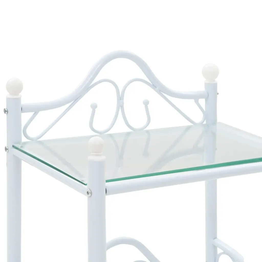 2 pcs White Nightstand Set with Glass