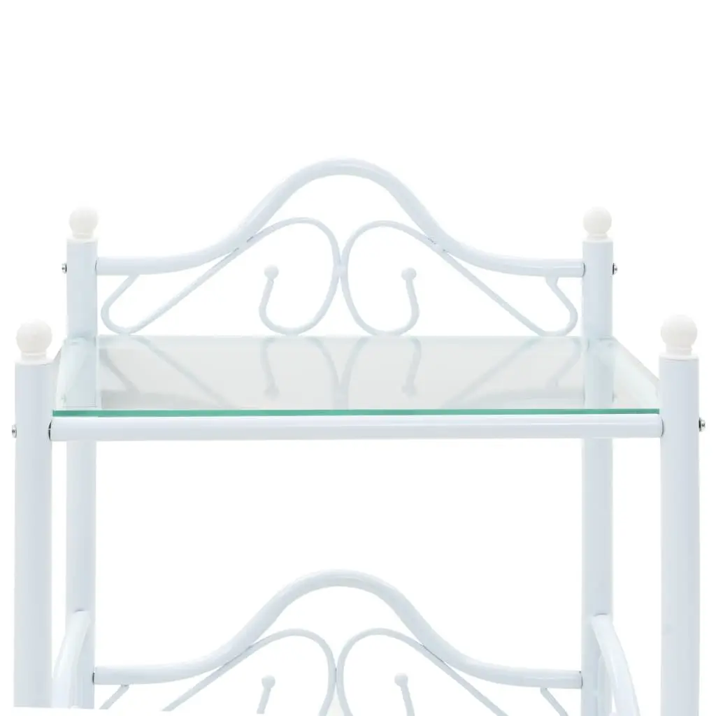 2 pcs White Nightstand Set with Glass