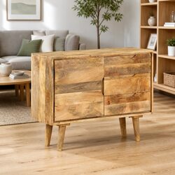 Charming Brown Mango Wood Sideboard with Storage