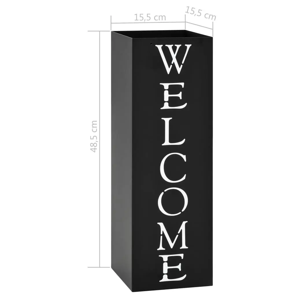 Umbrella Stand Black Steel Modern Entryway Storage Holder Drip Tray
