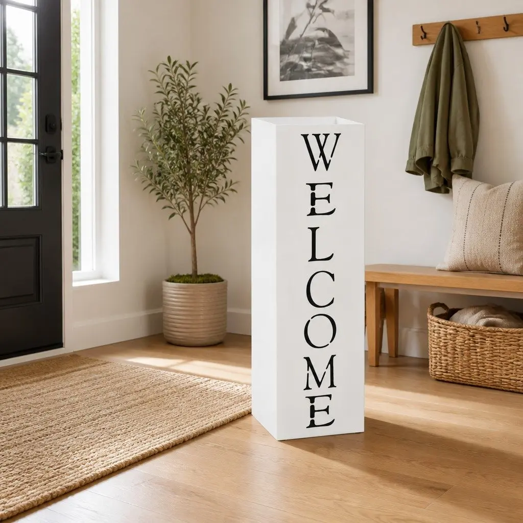 Umbrella Stand Steel White Modern Entrance Hall Storage Rack