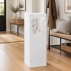 Umbrella Stand with Removable Drip Tray Modern White Steel Holder for Umbrellas