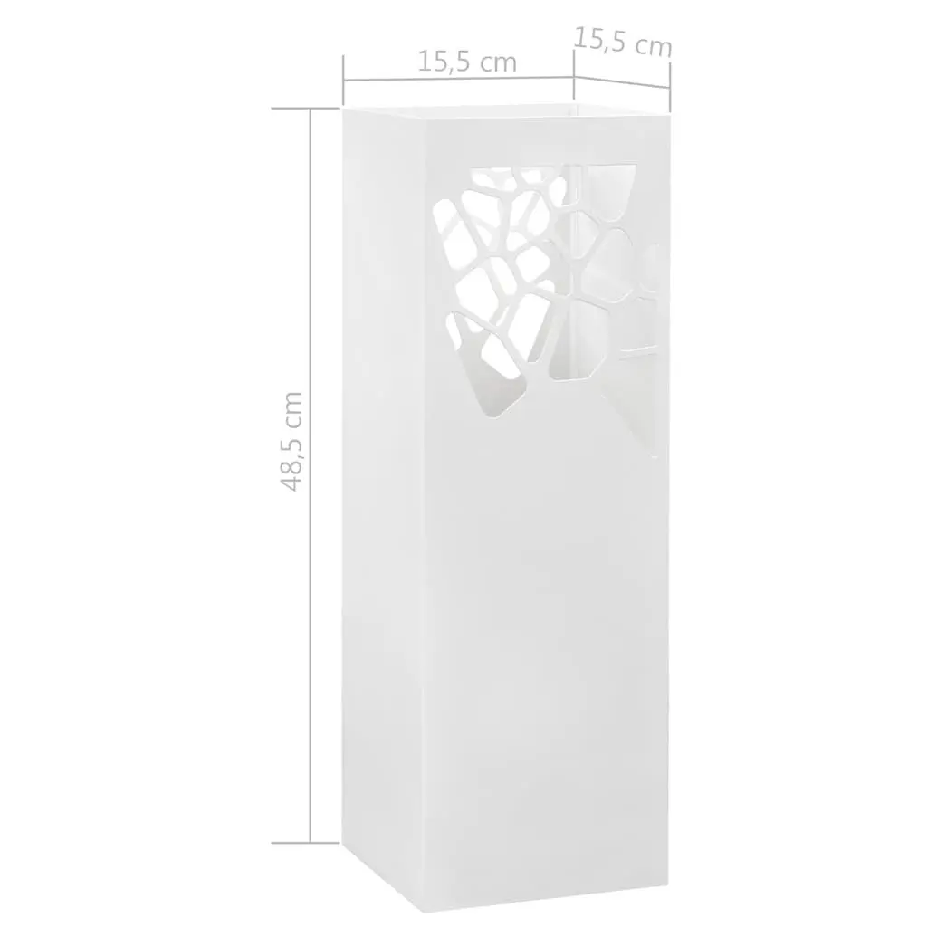 Umbrella Stand Modern White Steel Holder with Removable Drip Tray for Umbrellas