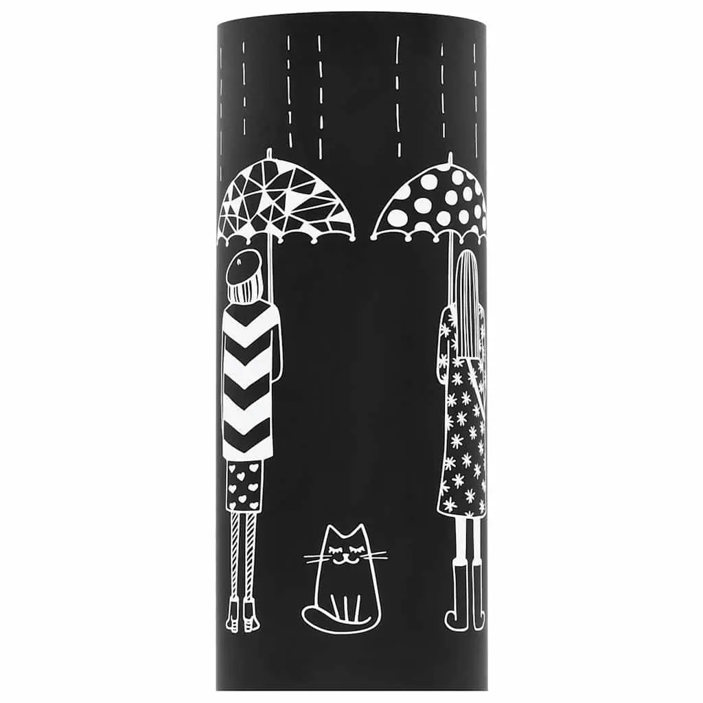 Umbrella Stand Steel Black Modern Holder for Walking Sticks and Trekking Poles with Drip Tray