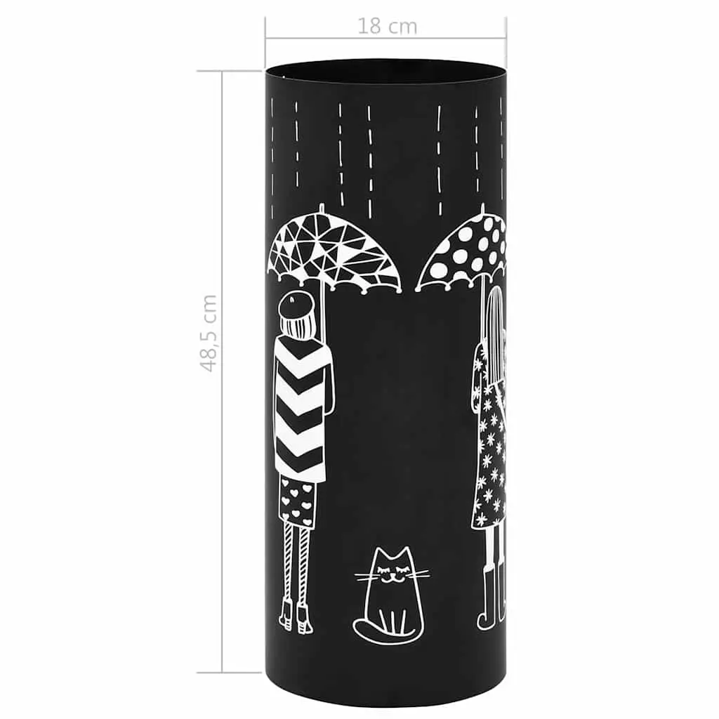 Umbrella Stand Steel Black Modern Holder for Walking Sticks and Trekking Poles with Drip Tray