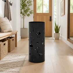 Reliable Black Steel Umbrella Stand with Drip Tray