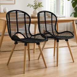 Warm and Welcoming Rattan Dining Chairs Set of 2
