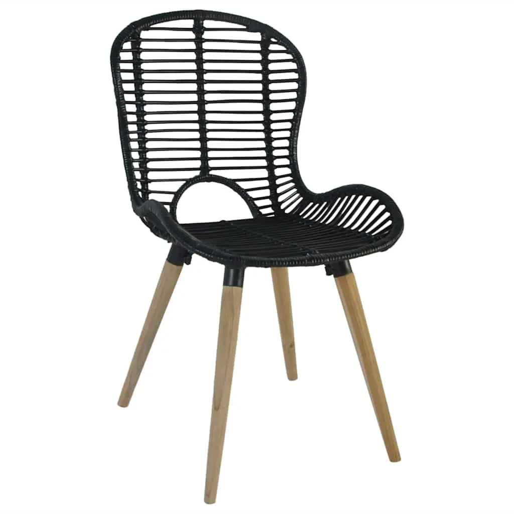 Dining Chairs Set of 4 Black Rattan Wooden Legs Kitchen Living Room Furniture