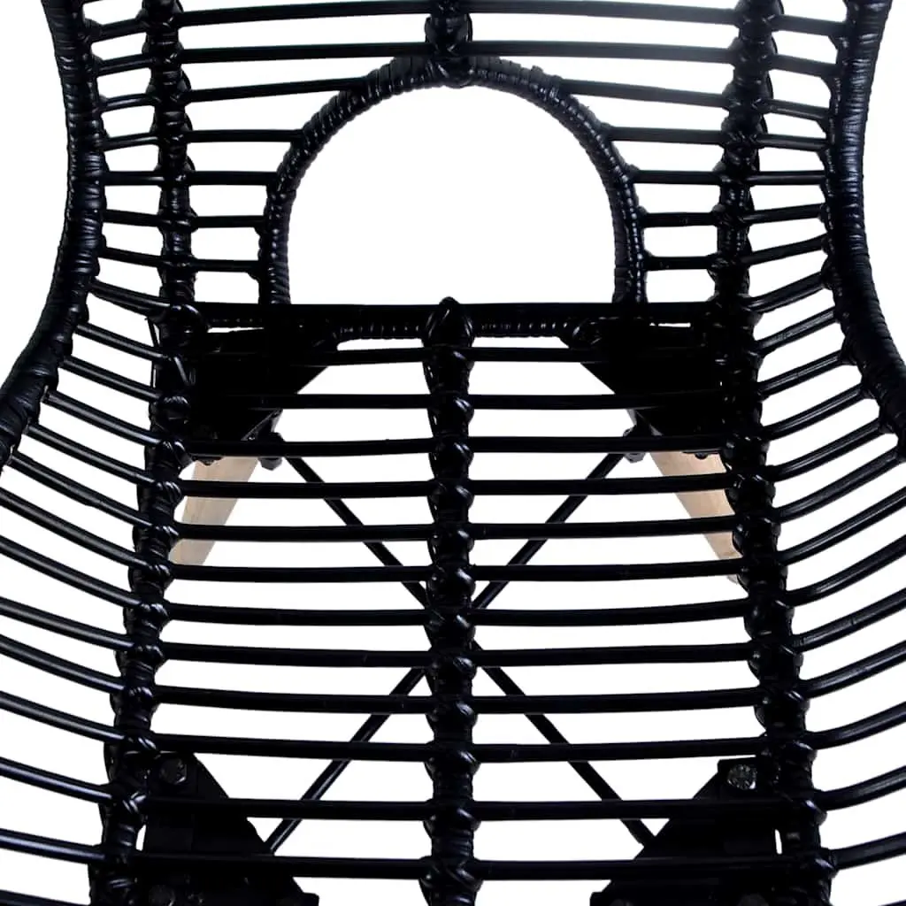 Dining Chairs Set of 4 Black Rattan Wooden Legs Kitchen Living Room Furniture
