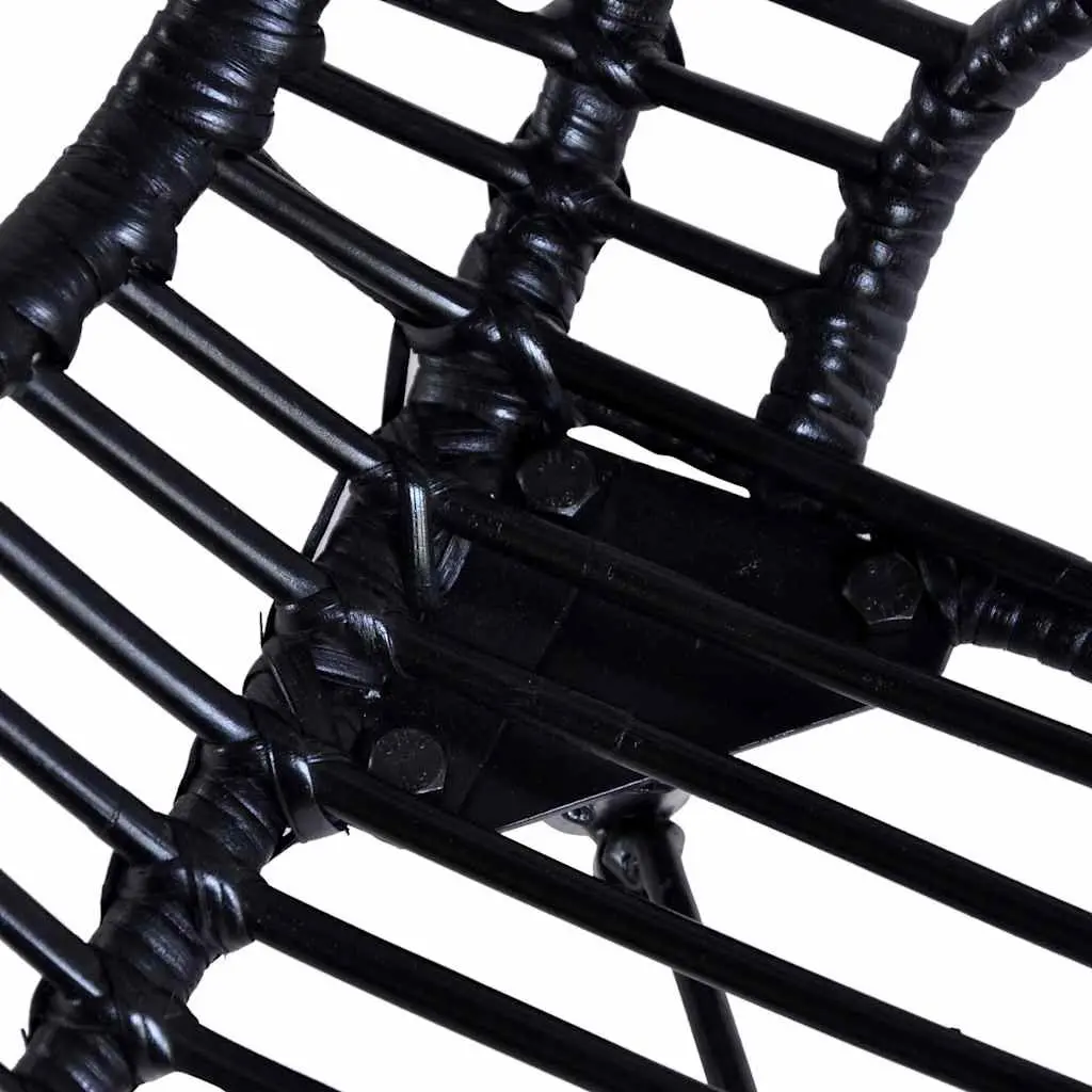 Dining Chairs Set of 4 Black Rattan Wooden Legs Kitchen Living Room Furniture