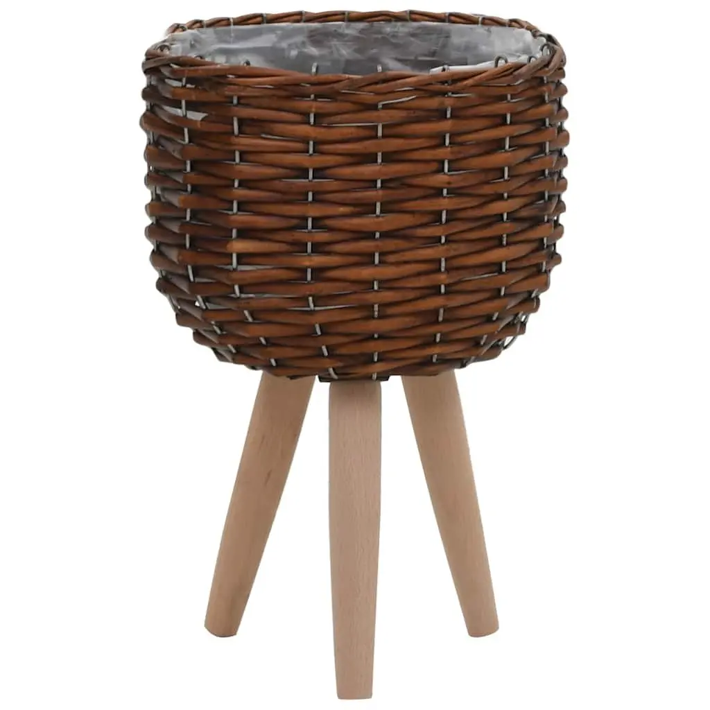 Wicker Planter Set Rustic Garden Potting Pots 3 Piece Brown Rattan