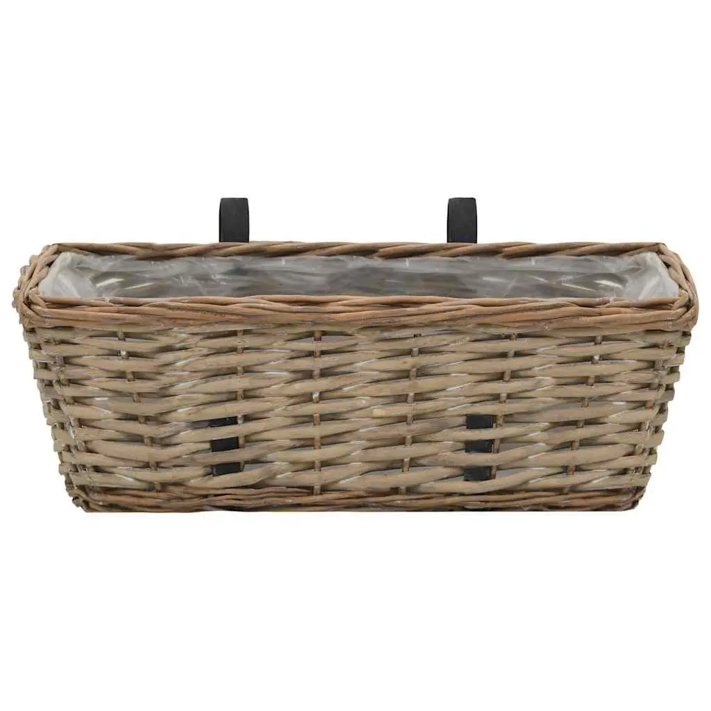 Wicker Planter Set for Balcony Garden 40cm Brown 2 Pieces