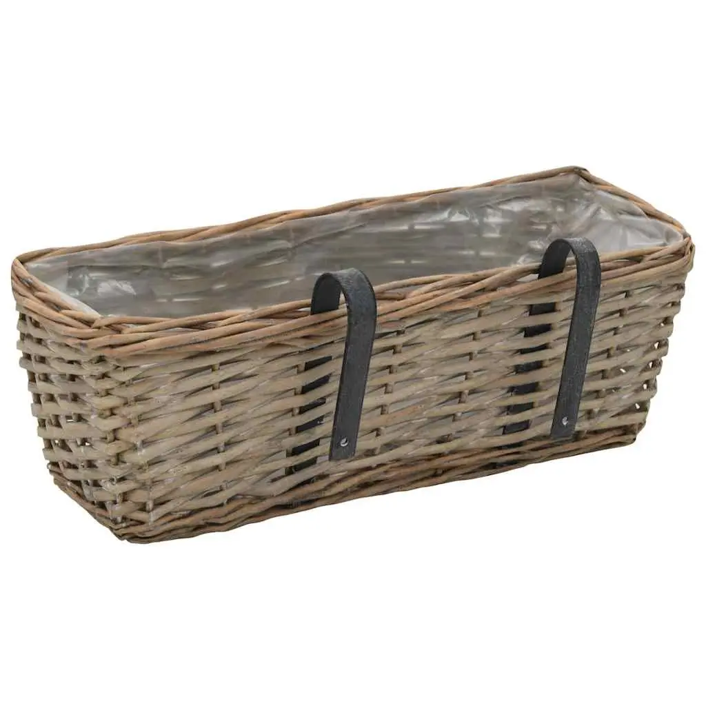 Wicker Planter Set for Balcony Garden 40cm Brown 2 Pieces