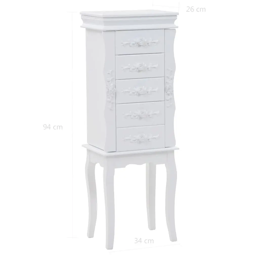 Jewelry Cabinet Free Standing Storage Organizer White
