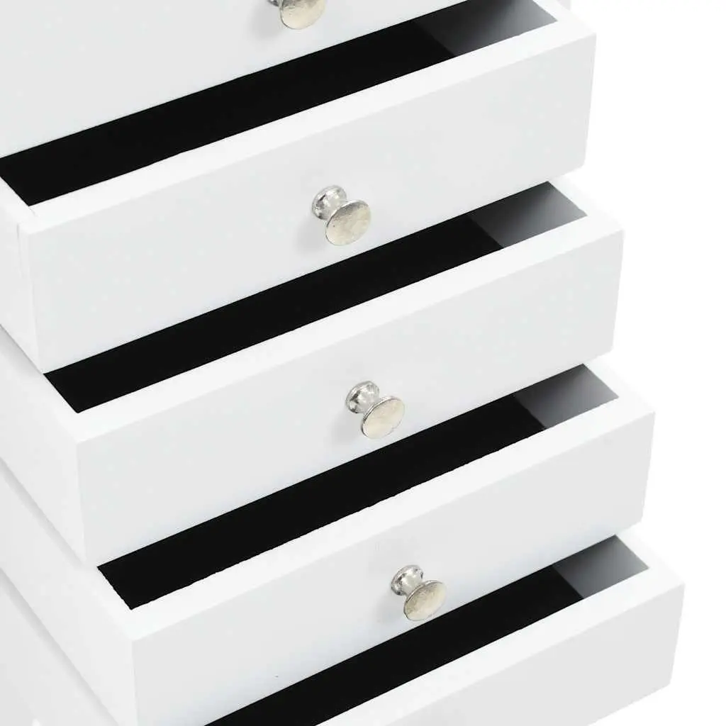 Free Standing Jewelry Cabinet Storage Box Organizer for Earrings Necklaces White