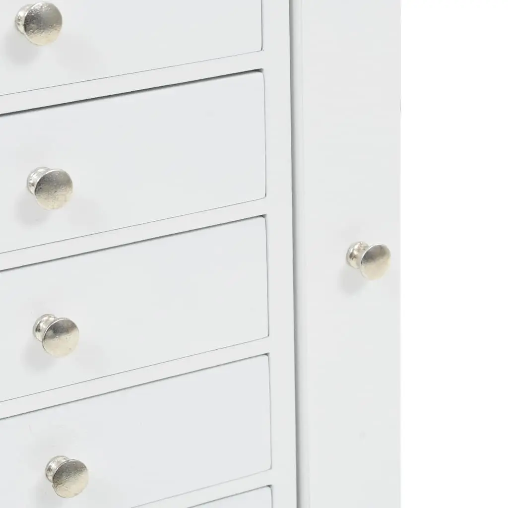 Free Standing Jewelry Cabinet Storage Box Organizer for Earrings Necklaces White