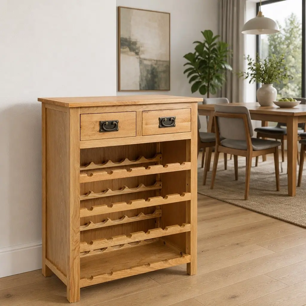 Wine Cabinet Storage Rack for Home Bar Solid Oak Wood Brown 72 x 32 x 90 cm