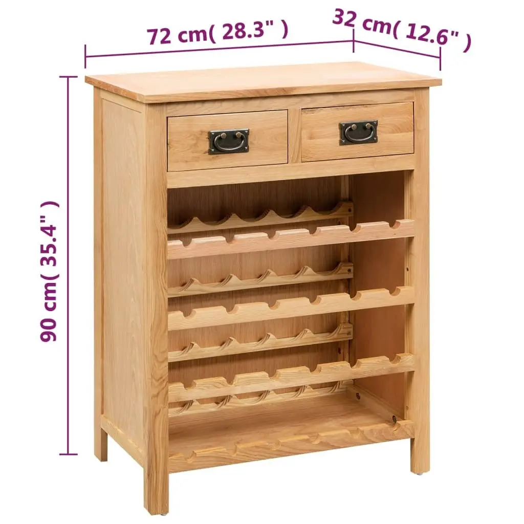 Wine Cabinet Storage Rack for Home Bar Solid Oak Wood Brown 72 x 32 x 90 cm